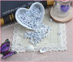 Hạt nhựa vuông trắng, chữ đen
